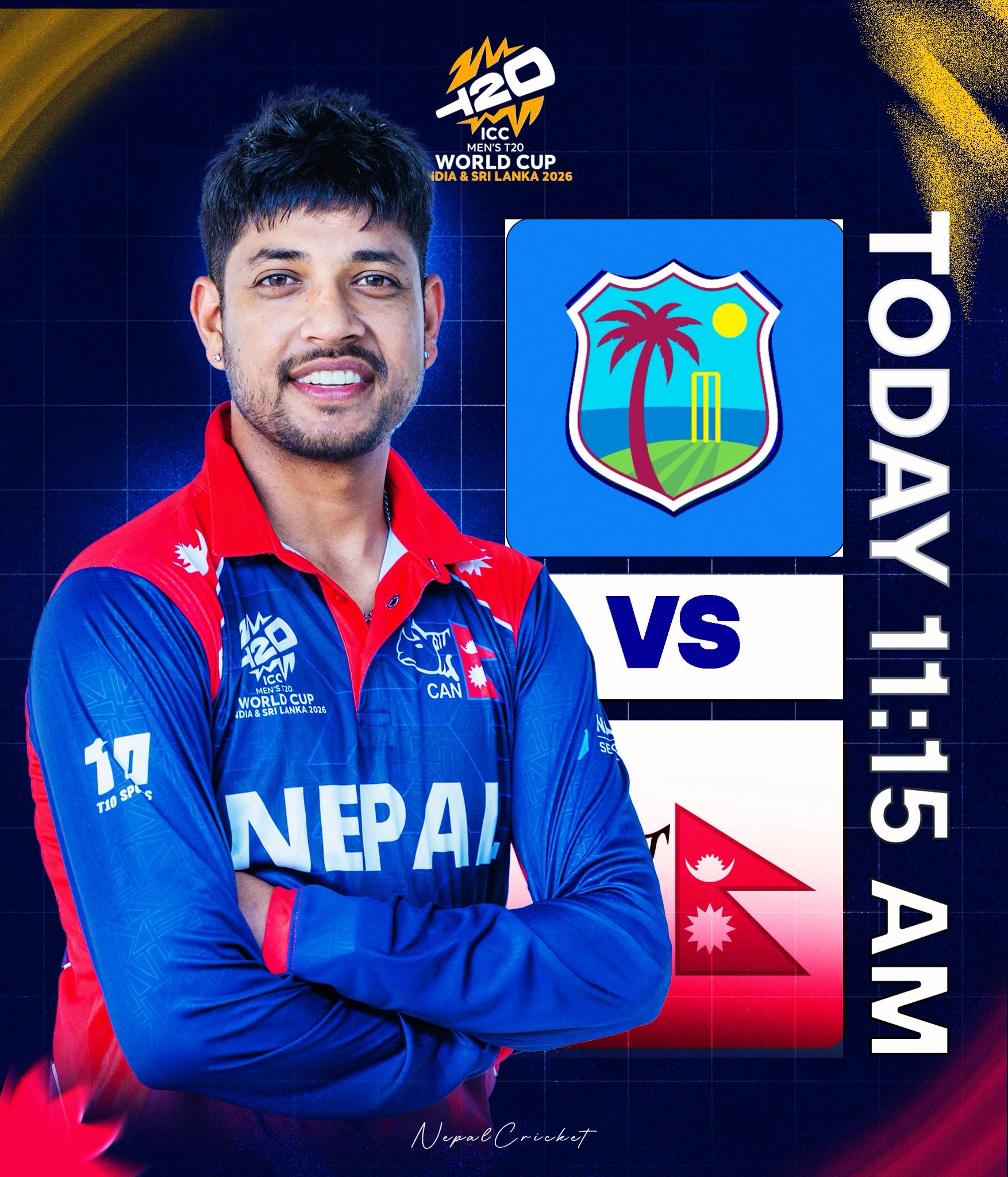 आईसीसी टी–२० विश्वकप : आज वेस्ट इन्डिजसँग भिड्दै नेपाल