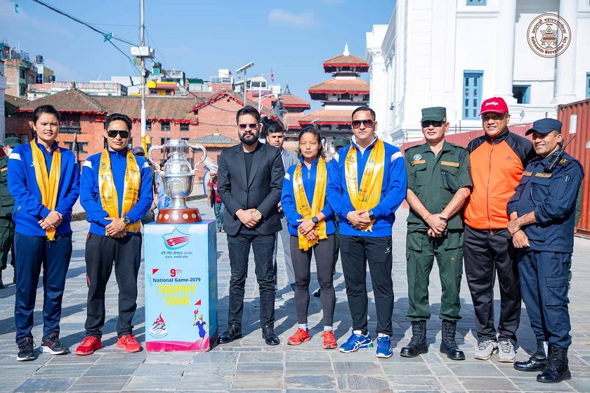 काठमाडौँका मेयर बालेन शाहद्वारा  नवौँ राष्ट्रिय खेलकुदको ट्रफी सार्वजनिक